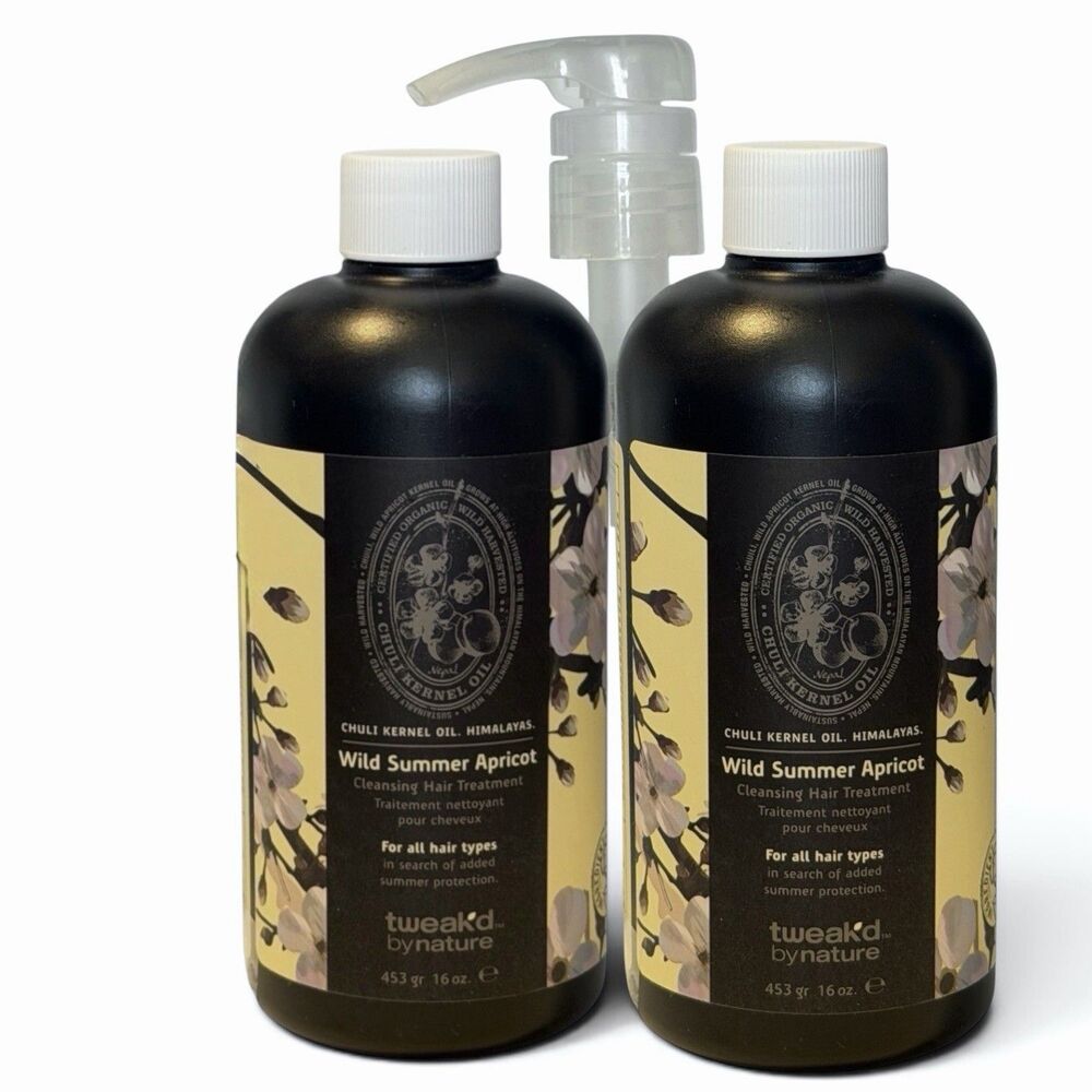 2X- Tweak'd By Nature Wild Summer Apricot Cleansing Hair Treatment 16oz New+Pump